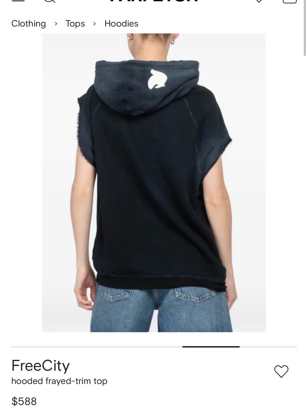 FREECITY cutoff hoodie. Size 2. M